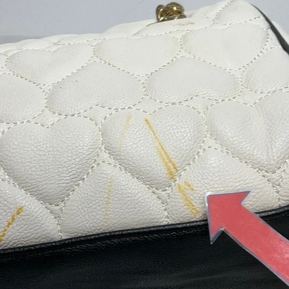Betsey Johnson Classic Heart Quilted Sachel Handbag - Picture 9 of 15